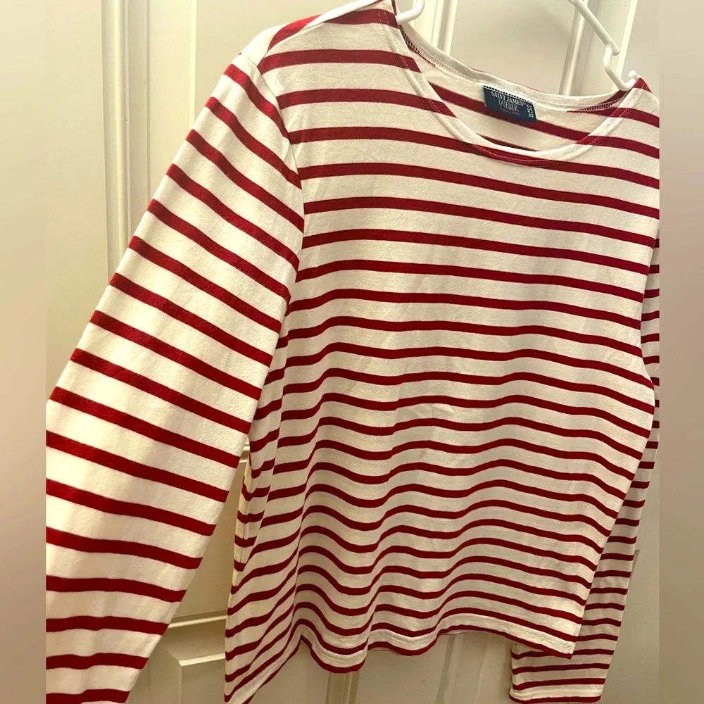SAINT JAMES Authentic Breton Long Sleeves T-Shirt - Red&White M doen KULE style - Picture 6 of 12
